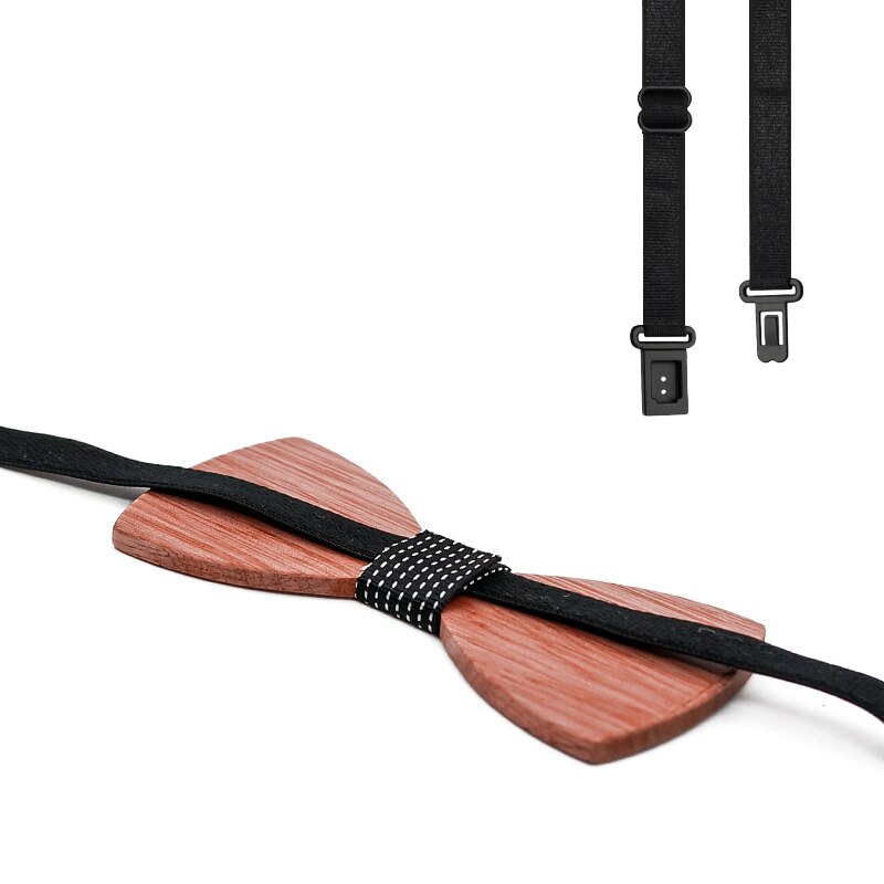 Justerbar valnöt träfluga för män pocket fyrkantiga manschettknappar brosch set och trä låda kostym bröllop nyhet halsband ankare