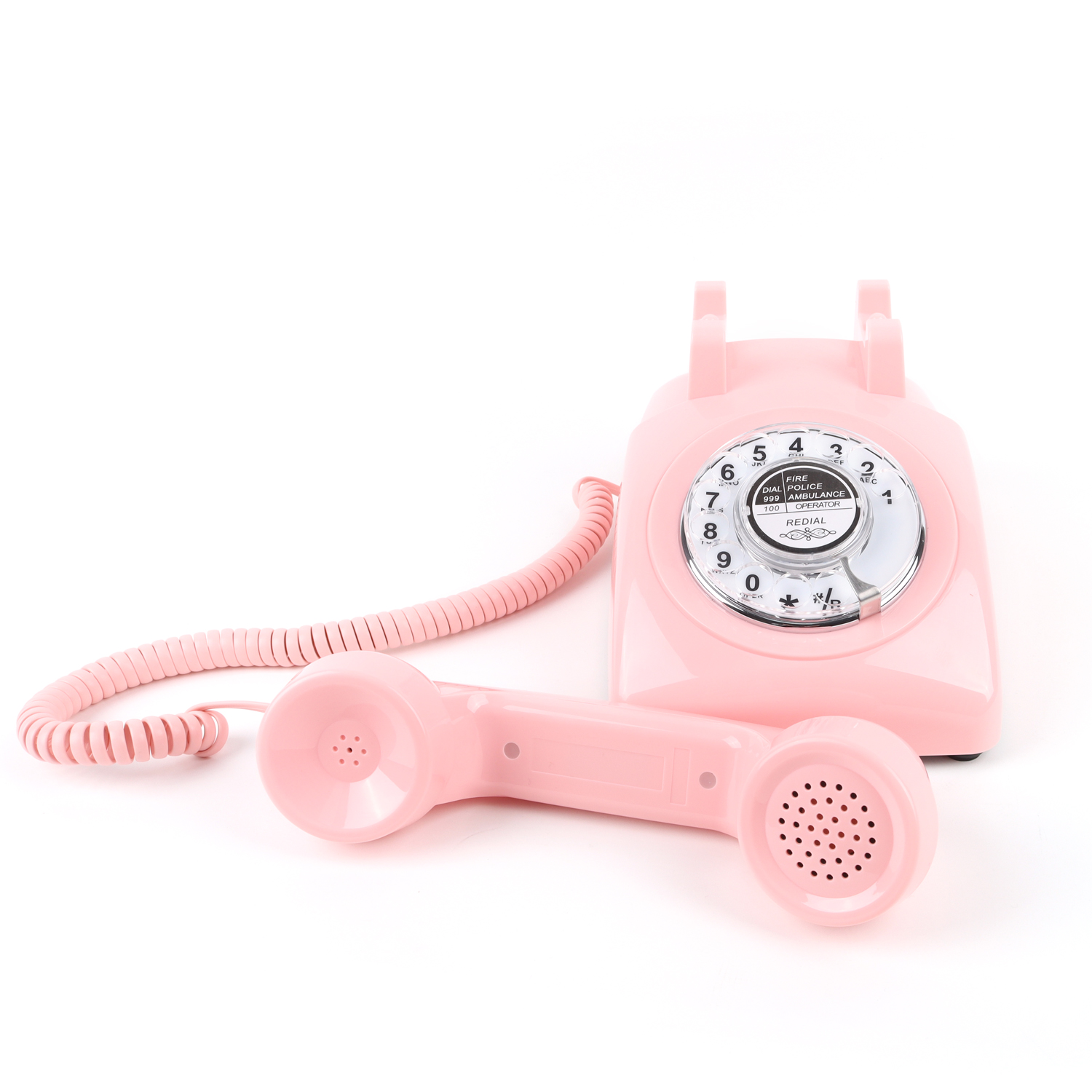 Telefony obrotowe retro telefon z 1980s, retro przewodowy telefon stacjonarny dla domu/biura różowy europejski stacjonarny