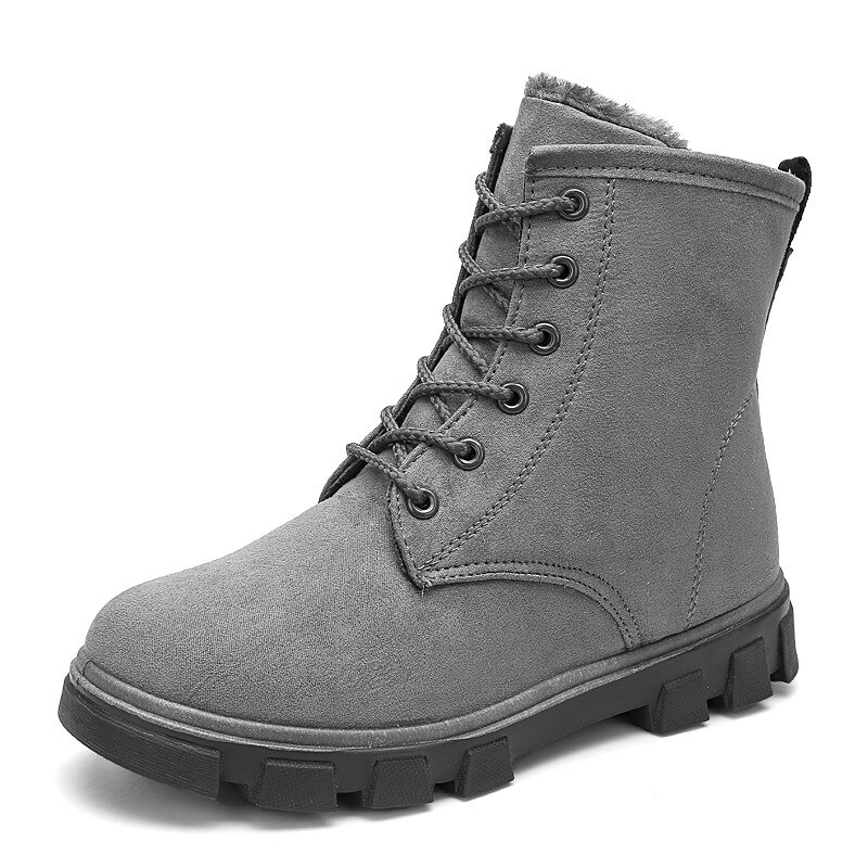 snow boots women boots flat ankle boots Martin boots winter warm ladies cotton shoes women's shoes: Dark Grey / 7
