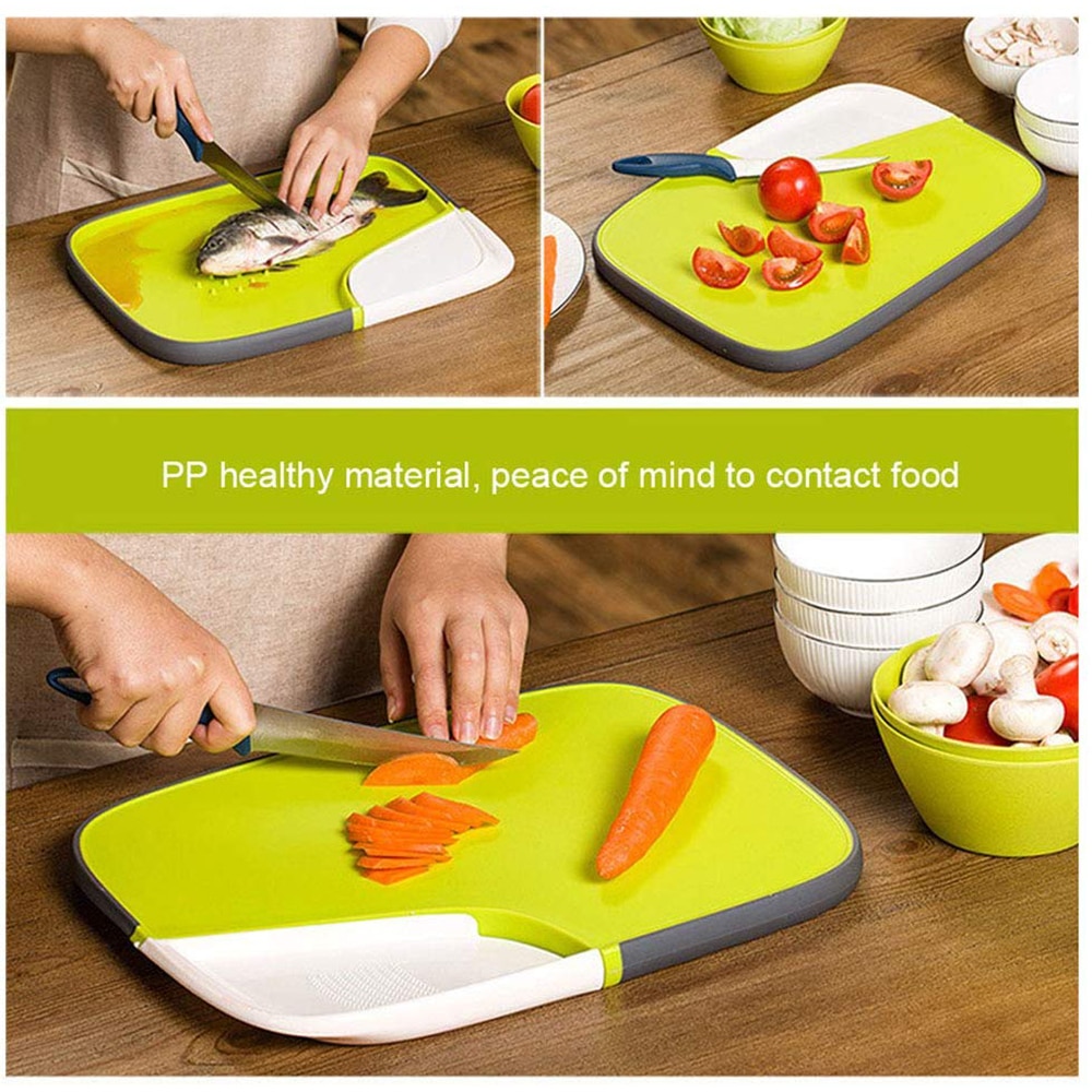 Kitchen Chopping Block Vegetable Meat Cutting Board with Tray Food Grade PP Material Cutting Boards Kitchen Cutting Tools