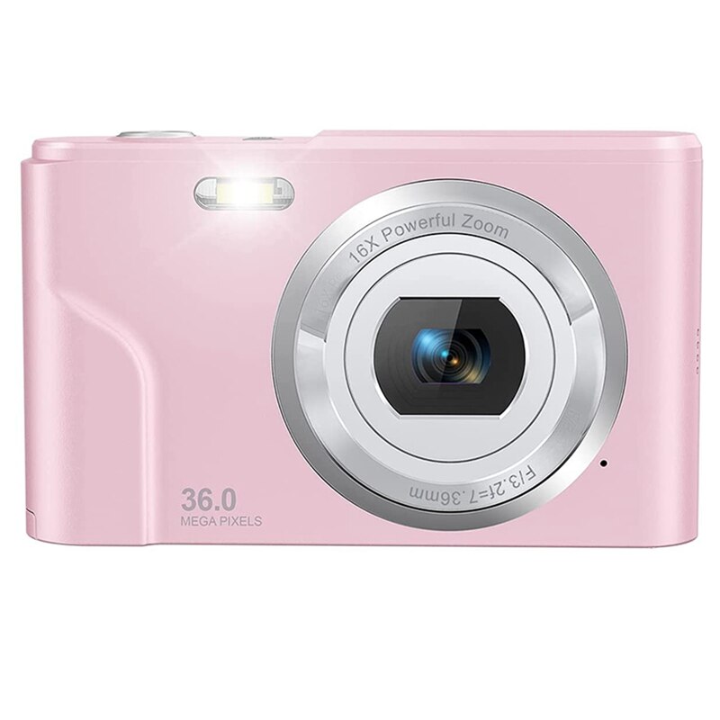 Digital Camera 36 Mega Pixels Camera 1080P Vlogging Camera Portable Camera With 16X Digital Zoom For Kids: Pink