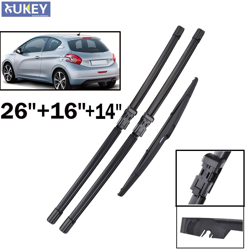 Xukey Rhd Lhd Voor En Achter Wisserbladen Voor Peugeot 208 Ruitenwissers Auto accessoires Rubber