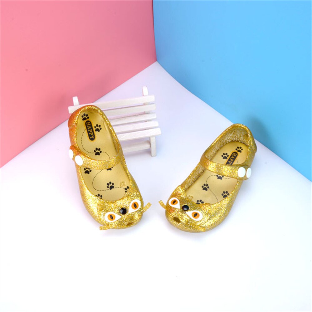 lykkelig logo søt 3 farger katter jente sko låve gelé sandaler baby sommer pvc jenter sandaler smålåve strandsko  sh057