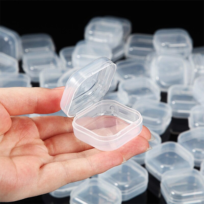 24Pcs Kleine Boxen Platz Transparente Kunststoff Box Schmuck Lagerung Fall Finishing Container Verpackung Lagerung Box für Ohrring Ring