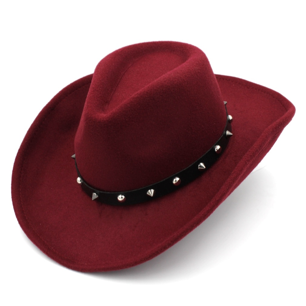 Mistdawn western cowboy panama punk elsker top hat unisex bred opadvendt roll-up randen chapeau udendørs fest gade strand kirke kasket: Rødvin