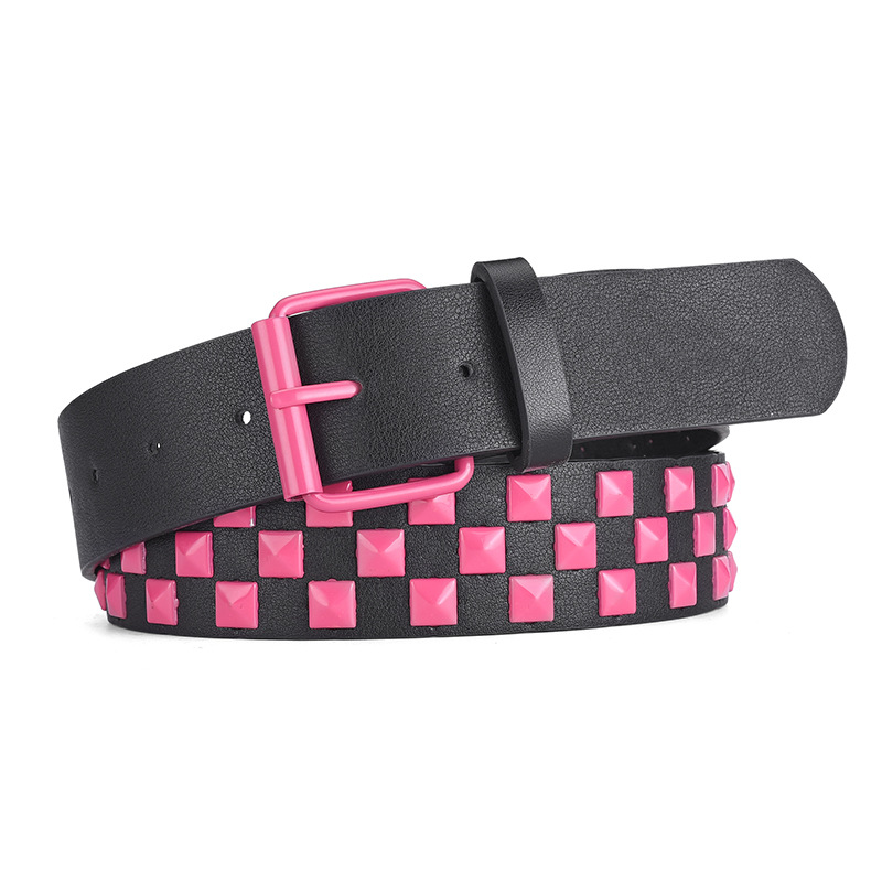 Vitt bälte med spänne, hiphop-punk, trendigt all-match-bälte för kvinnor, accessoarer för  y2k flickor, rosa pu-midjeband