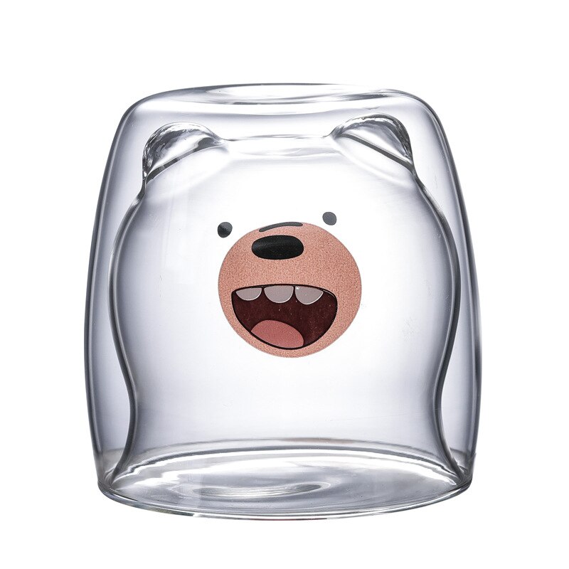 270 Ml Double Coffee Cup High Borosilicate Glass Cold Drink Cup Drink Cup Cute Bear Glass Milk Glass Milk Tea Glass