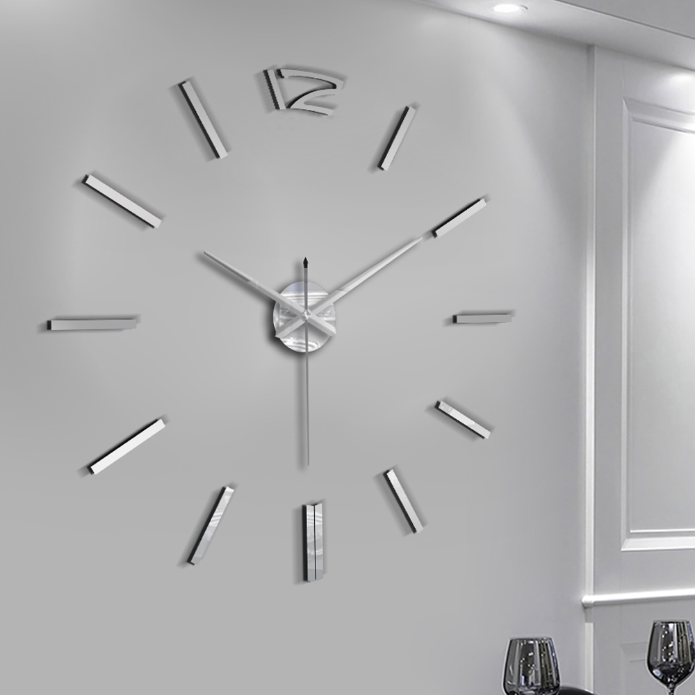 50cm 3D Wanduhr Moderne DIY Acryl Spiegel Aufkleber Uhr für Wohnzimmer Schlafzimmer Wohnkultur Große Stille elreloj Wandbild