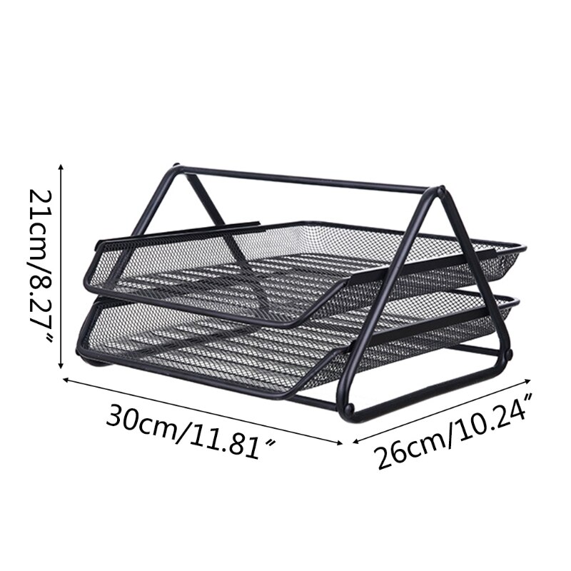 Metal Mesh 2 Tier Document Letter Tray Desk Organizer File Organizer Office
