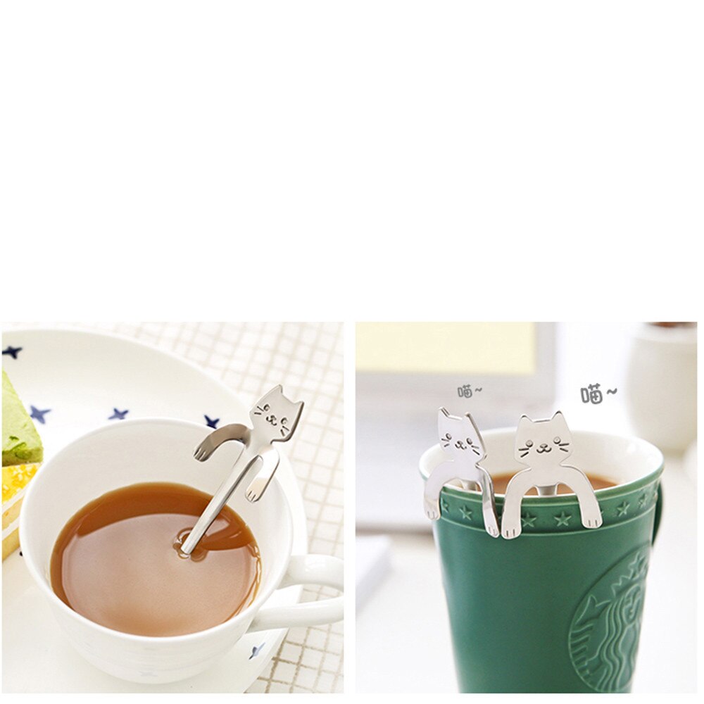 1 stück Nette Katze Löffel Langen Griff Löffel Besteck Trinken Werkzeug Küche Gerät küche zubehör küche Werkzeug Gerät