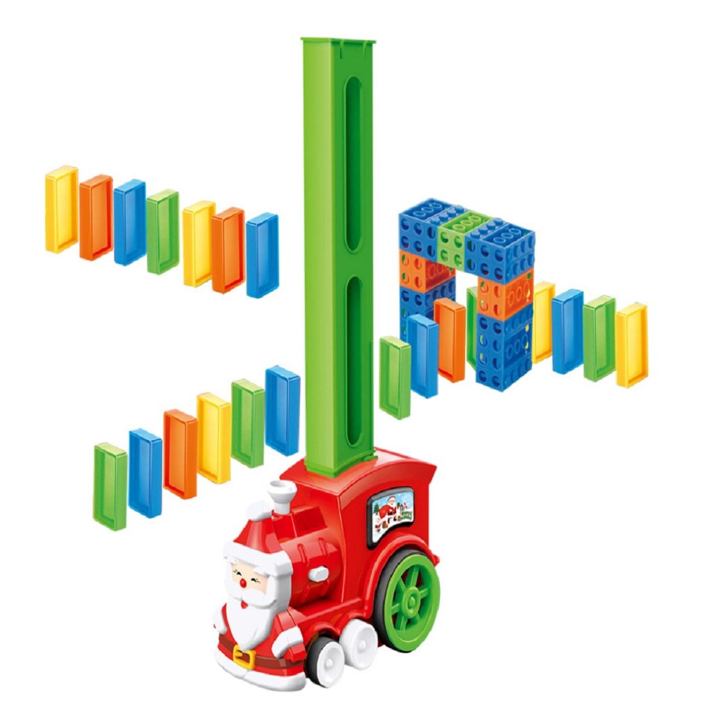 Tren de dominó eléctrico, modelo de vehículo, colocación automática, configuración de coloridos juguetes de dominó de plástico, juguetes educativos de aprendizaje