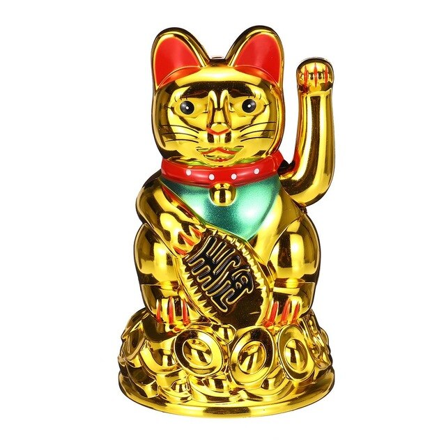 1Stck Schwarz Klassische Glück Reichtum Elektrische zwinkern Katze Winken Katze Zuwinken Maneki Feng Shui Handwerk Wohnkultur Weihnachten: Gold