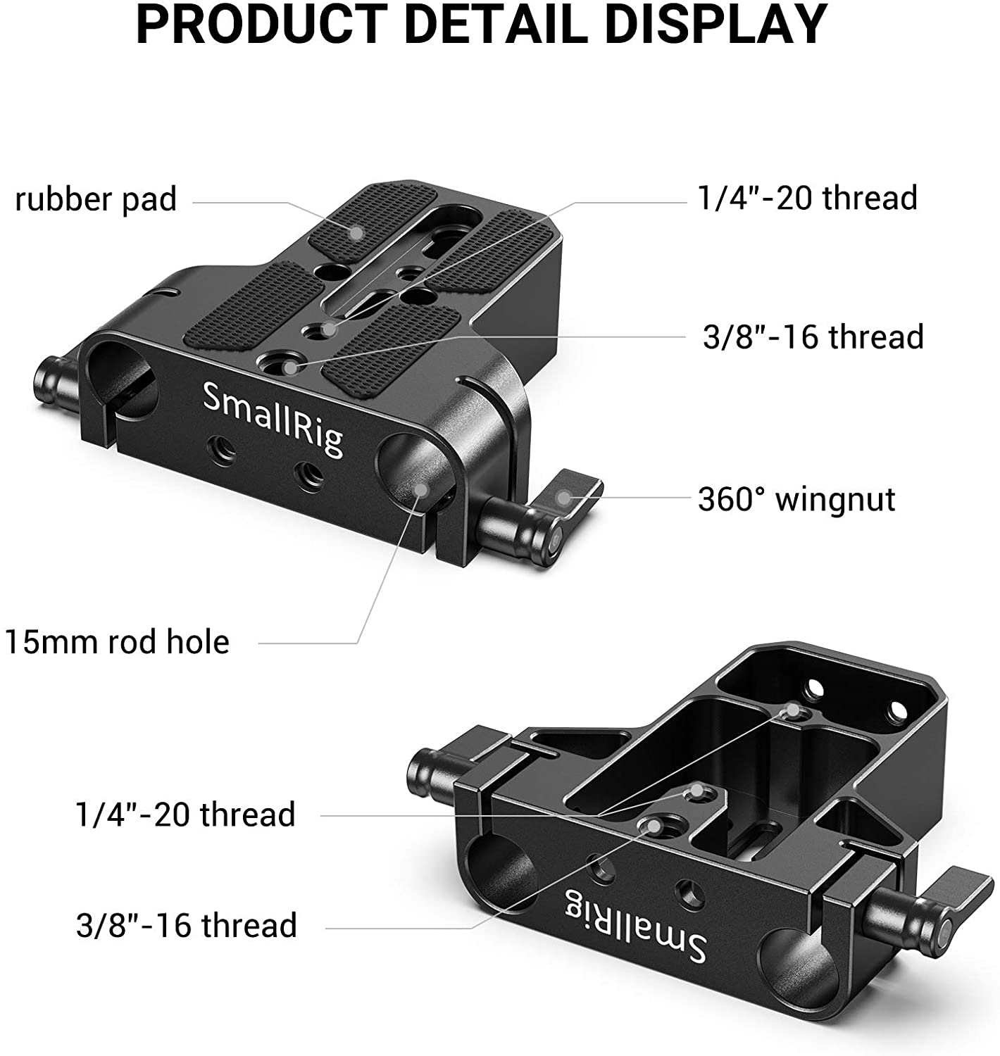 SmallRig Baseplate With Dual 15mm Rod Clamp For Sony FS7/Sony A7 series/Canon C100/C300/C500 - 1674