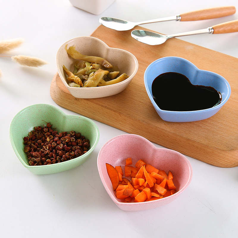 Tarwe Stro Hart Azijn Kruiden Gerecht Effen Roze Beige Groen Soja Saus Zout Snack Kleine Plaat 7.8*6.3 cm 1 st