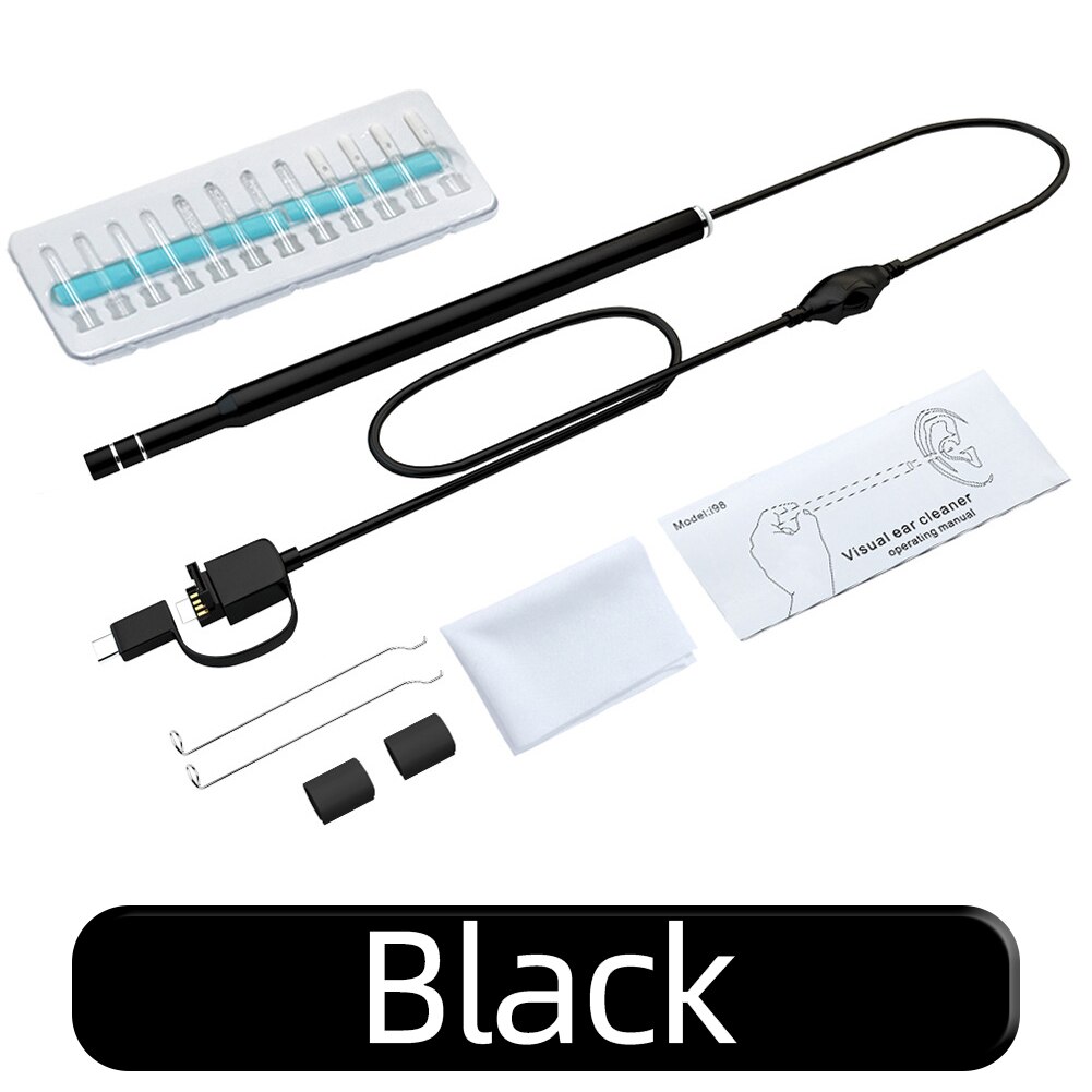 Endoscoop Camera Oor Schoonmaken Tool Ear Wax Remover Kit Care Oor Schoner Apparaat Oor Schoonmaken Persoonlijke Gezondheidszorg: Black