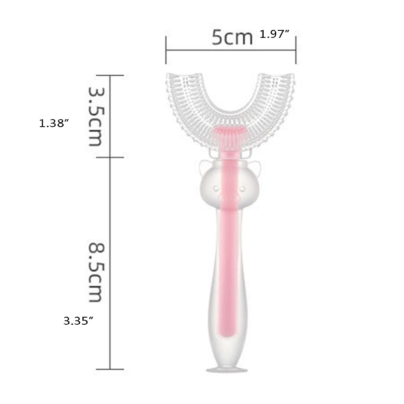 634F Kinderen U-vorm Tandenborstel Siliconen Training Tanden Reinigen Hele Mond Teethbrushes 360 ° Orale Tand Schoon Voor 2-4Years