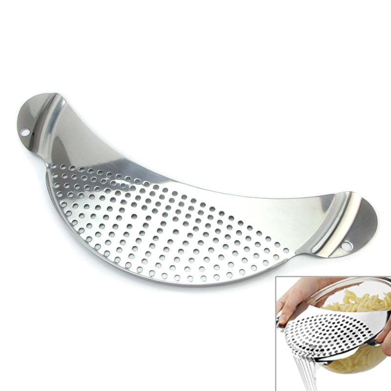 Olla colador de acero inoxidable Pasta Spaghetti herramienta de drenaje práctico olla colador escurridor de sartén para el hogar cocina fácil drenaje