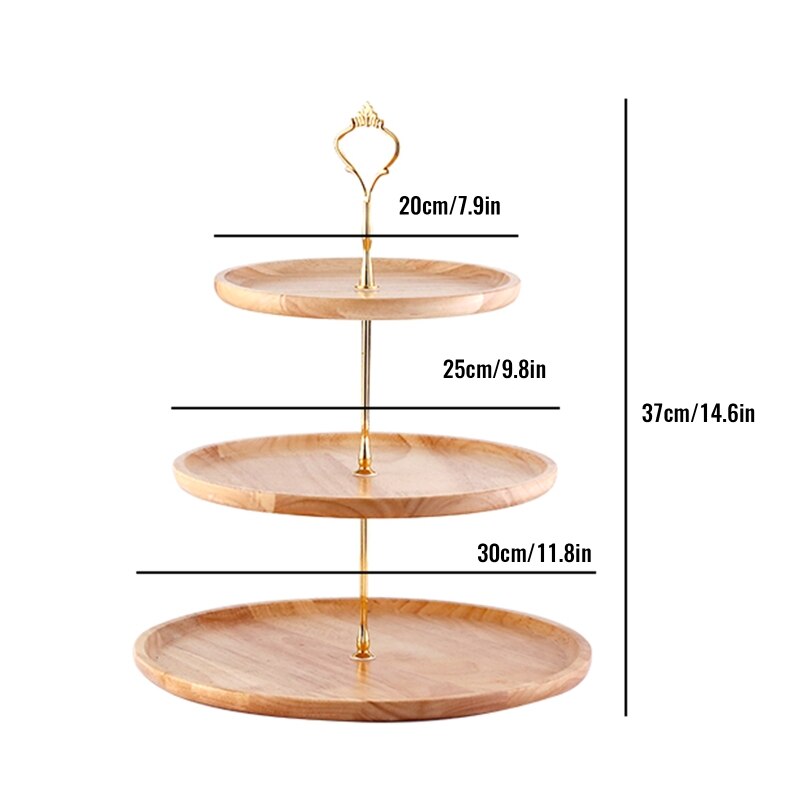 Wood Storage Tray 2/3 Tier Cake Cupcake Dessert Stand Fruit Serving Tray GXMA