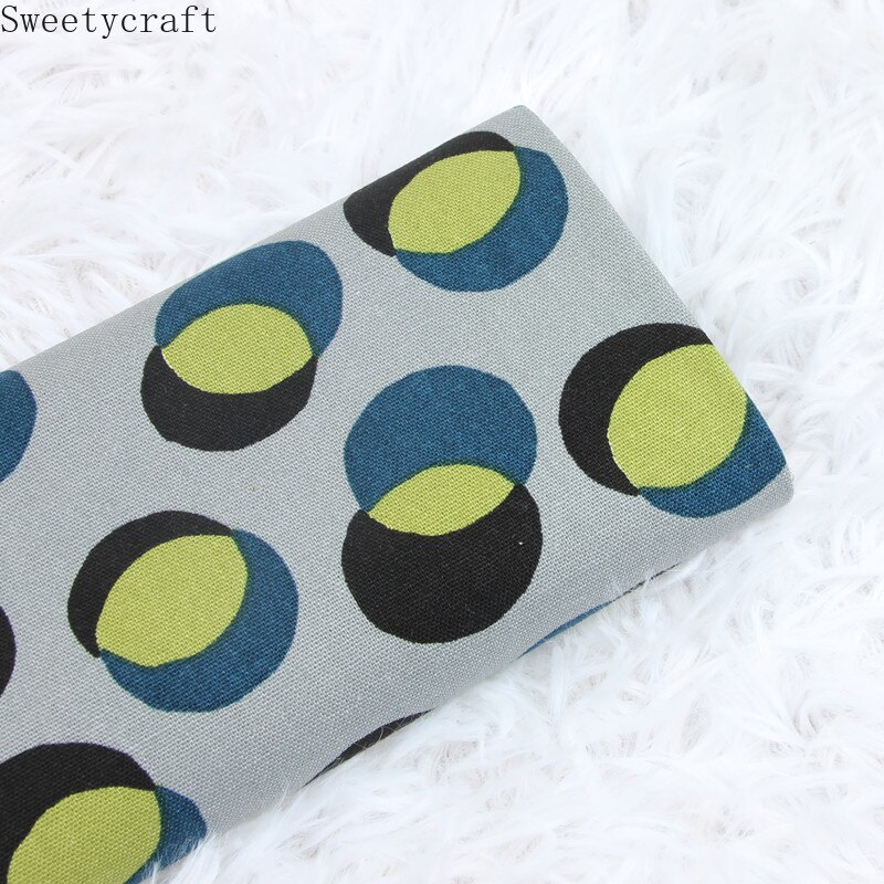 Tela de algodón grueso de para decoración del hogar, tejido de 110x45cm con estampado circular artesanal, bolsa de costura hecha a mano, mantel, cortina,