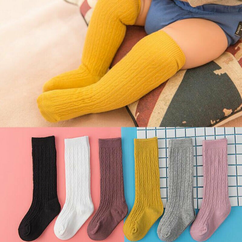 Brand Populaire baby peuter katoen knie hoge kousen warm kousen Solid Candy Kleur Rib Leggings Warmer 0-3Y