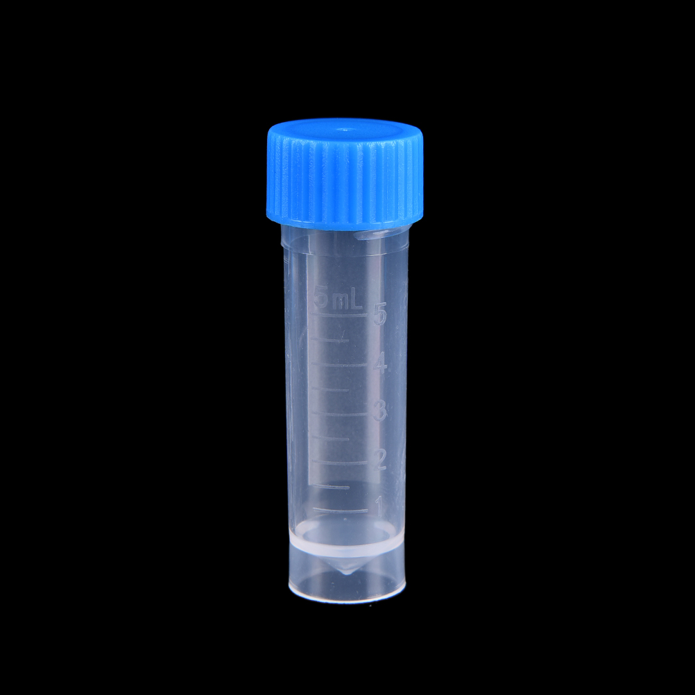 10 Uds X 5ml tubos de ensayo de plástico químicos viales tapas de cierre hermético paquete contenedor para oficina escuela química suministros