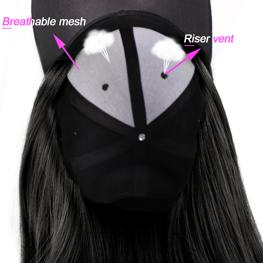 ONYX, gorro de béisbol de onda larga, peluca sintética de 22 pulgadas, extensión de pelo, conector natural, gorra ajustable, peluca para mujeres al aire libre