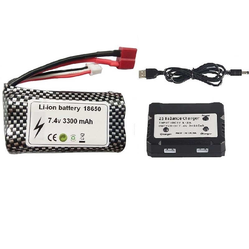 (T) wltoys 10428 12429 12423 12427 12401 12402 12402-A 12402A Parti di Automobili del RC 7.4V 3300MAH Batteria lipo 2S 18650: green