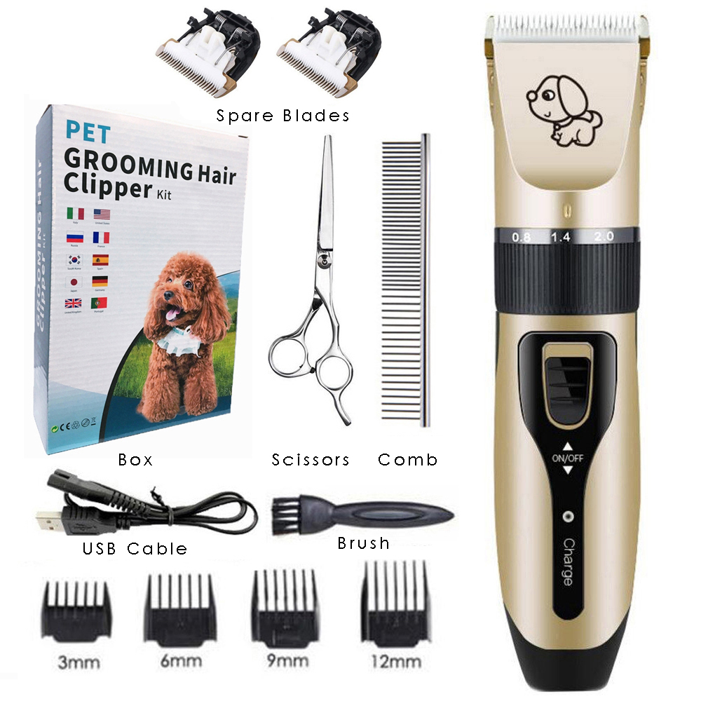 Genopladelig støjsvag kat hundehårtrimmer elektrisk kæledyrs klipningsmaskine dyrepleje barbermaskine kæledyrshårklipperfjernerklipper