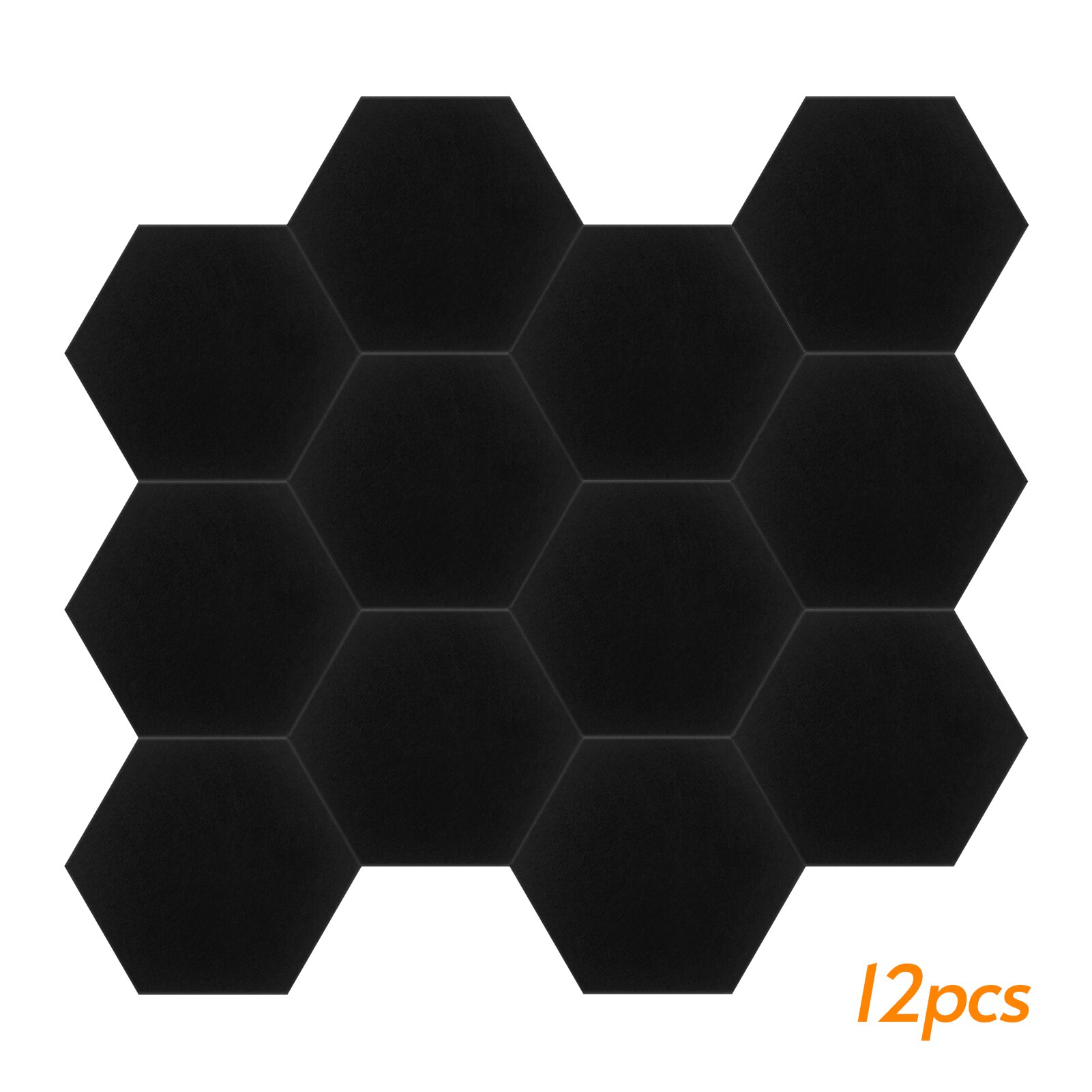 Paneles acústicos hexagonales de fibra de poliéster, aislamiento acústico e insonorizado, Panel de absorción acústica de pared, 12 Uds.: Black