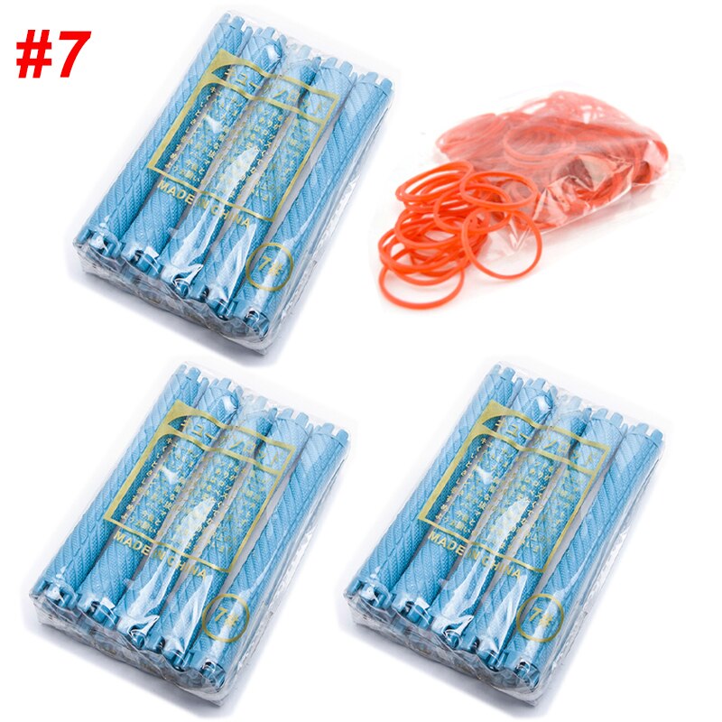 3 Packs/set 15mm Hair Perm Rods with Rubber Bands Kit Cold Permanent Bar Plastic Curlers Rollers Set Wave Fluffy Corn Hair 1507: Size 7
