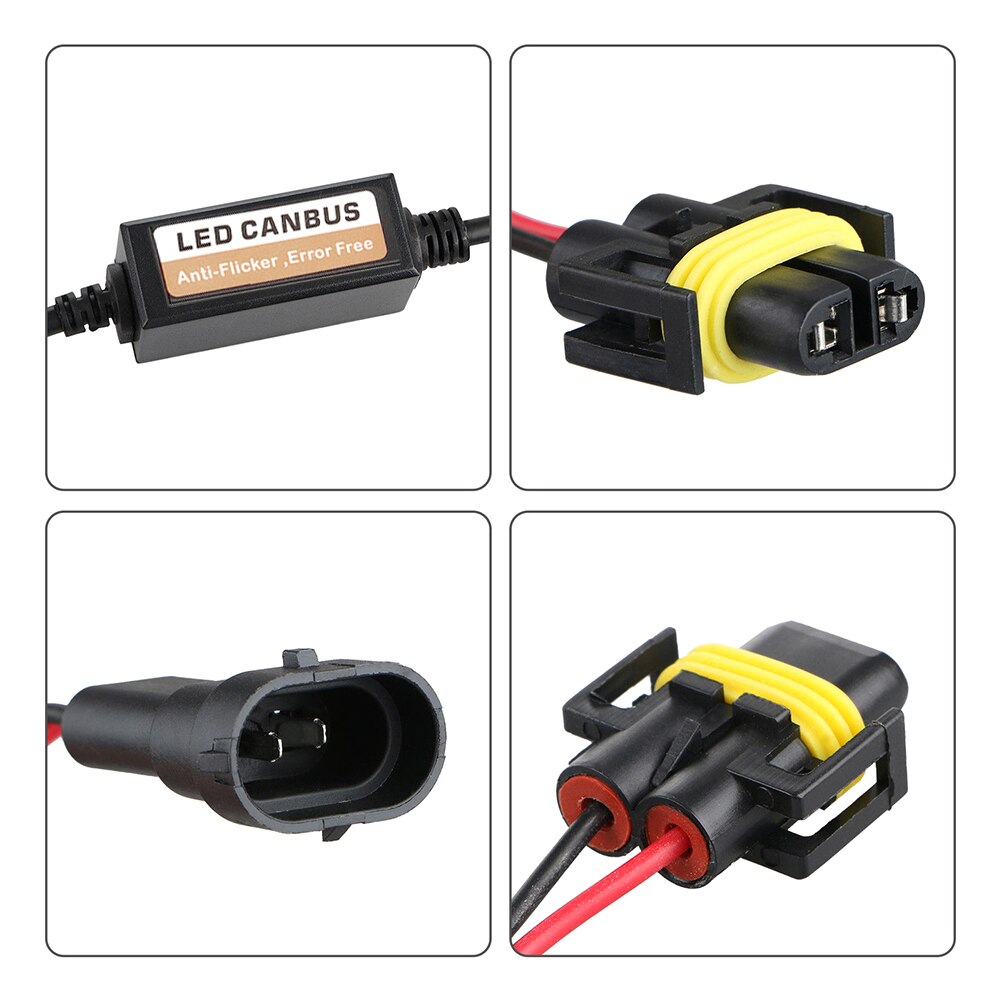 2 stk  h8/h9/h11 led forlygte dekoder adapter canbus anti-flimmer sele pærer modstand dekoder advarselsfejl annullere