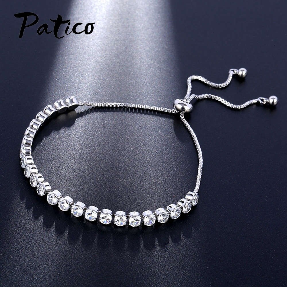 Pulseras de circonita cúbica ajustable de Plata de Ley 925 de , pulseras de , joyería de boda de de lujo