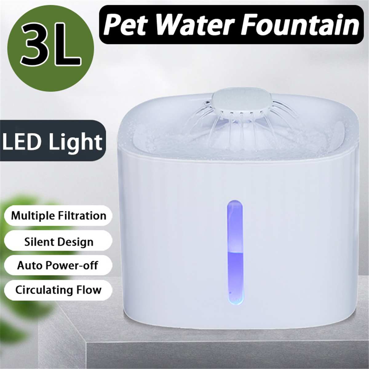 Comedero de perro y gato automático para mascotas, cuenco eléctrico LED silencioso para agua potable, tazón para mascotas, dispensador de bebidas, plato de comida