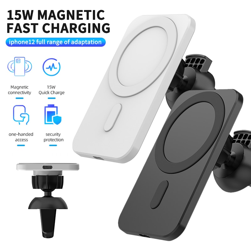 Cargador de coche inalámbrico magnético de 15W, soporte de teléfono para coche, carga rápida, para iPhone 12 Pro Max Magsafe