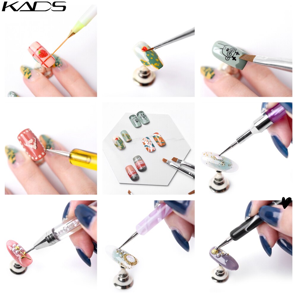 Kads nail art pensel uv gel pensel nail art tips forlængelse pen maleri tegning til gradient manicure pencel værktøj