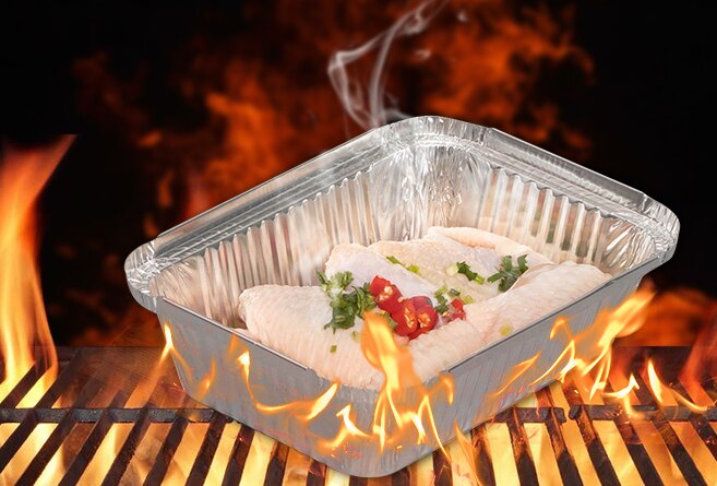 Grill staniol bageboks rektangulær engangs madpakke grillet skål emballage plateau jetable