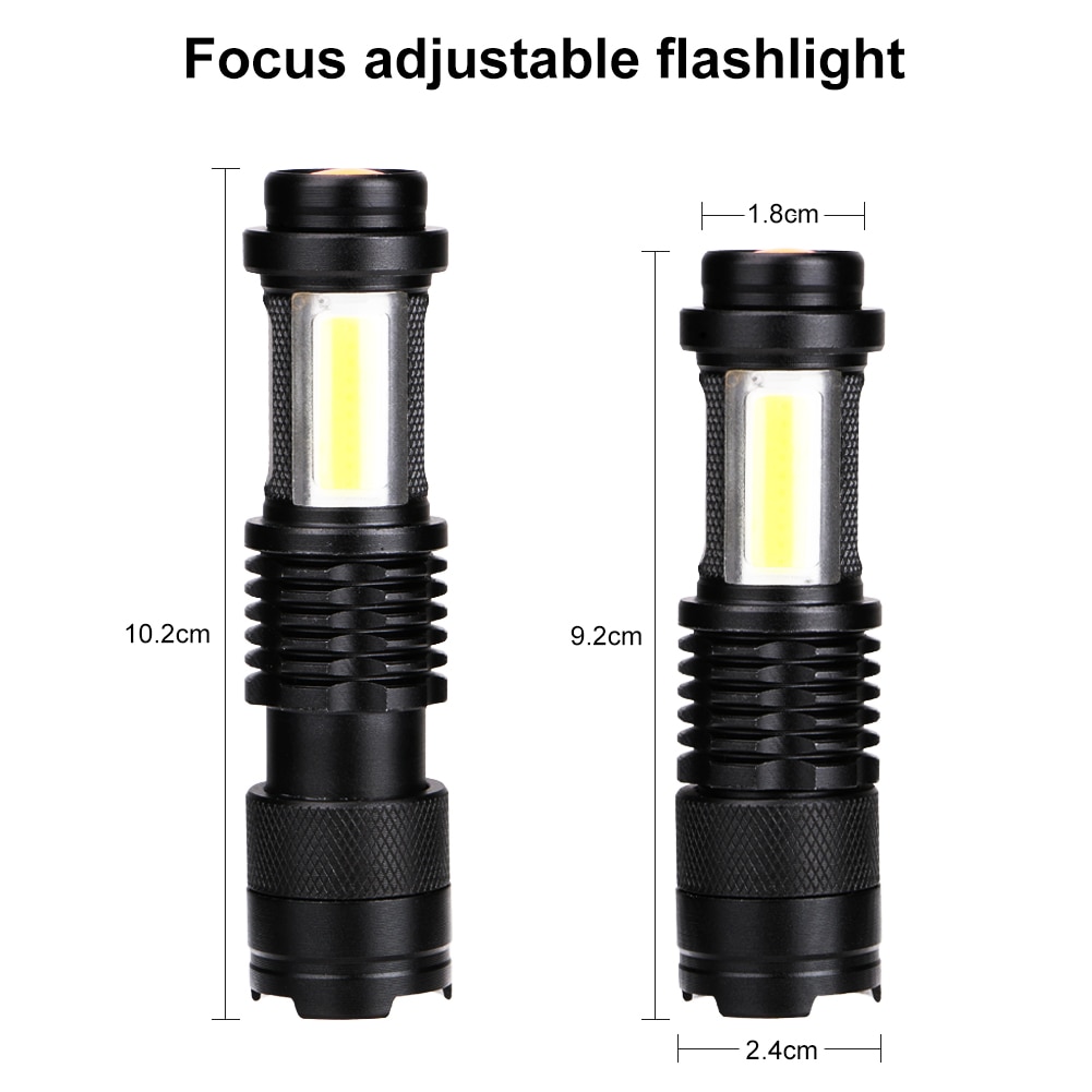 Portable Working Light Mini Flashlight COB LED Handheld Torch Zoomable Focus Emergency Lighting Pocket Lantern Use AA 14500
