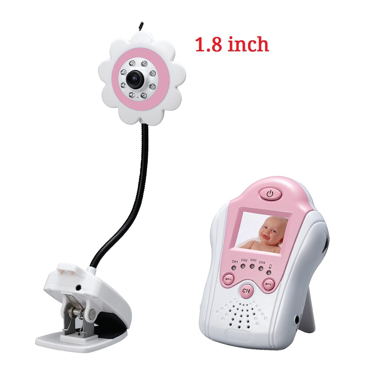 1.5 " /1.8 " lcd trådløs video babymonitor barnepige sikkerhed cameracolor nattesyn infrarød nattesyn lysstyrke justerbar: Lyserød 1.8 tommer