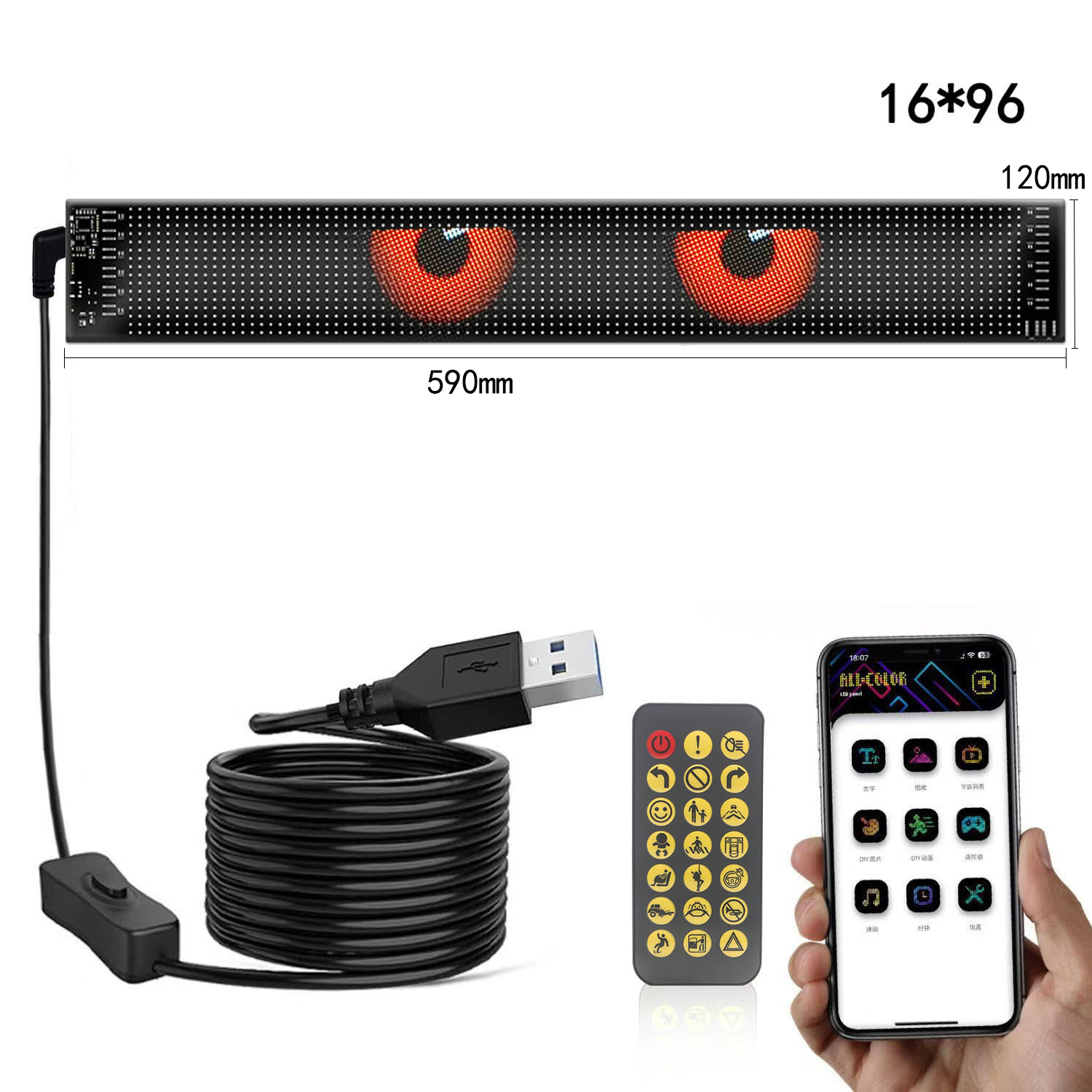 led Matrix display car panel flexible pixel Programmable scrolling advertising DIY Animation Text Icon matrix panel RGB Pattern: PURPLE