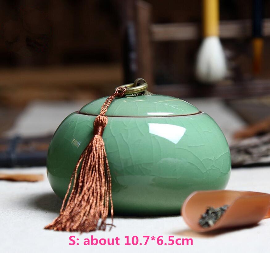 Keramiek Thee Pot Verzegelde Porselein Suiker Opslag Blikjes Chinese Stijl Mini Keramische Thee Dozen Tank Gedroogde Vruchten Bus Snoeppot: gemei 10.7x6.5cm