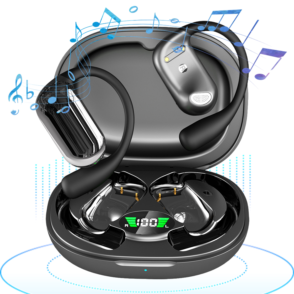 Bluetooth-Compatible 5.3 AI Translation Earbuds with Ear Hook Translator Headphones Open Ear Headphones for Travel and Business