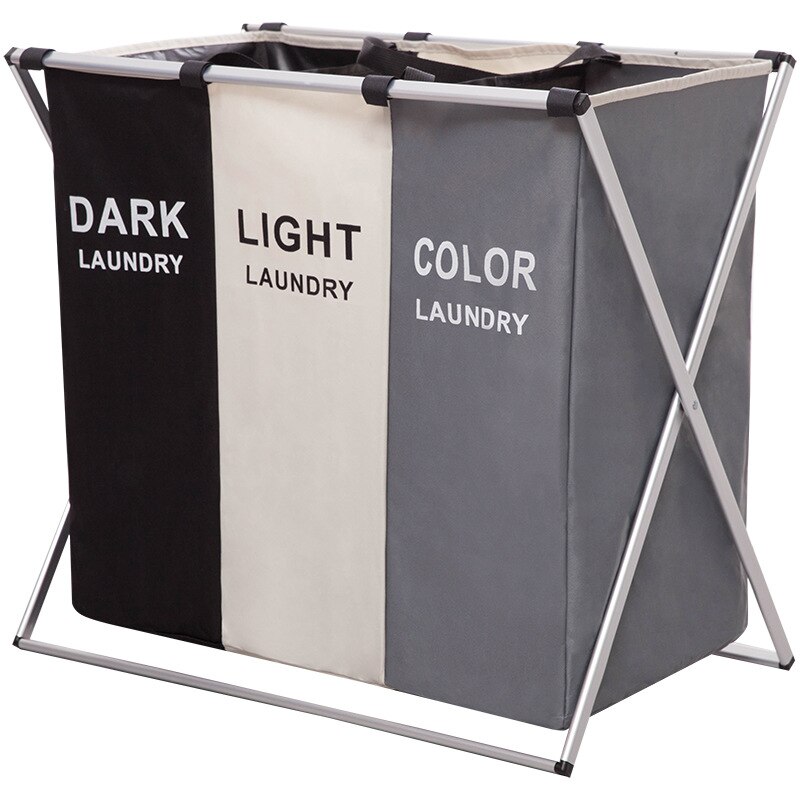 2 Divider 3 Divider Household Laundry Basket Hamper Sorter Box Bin Container Organizer for dirty cloth: 3 Divider