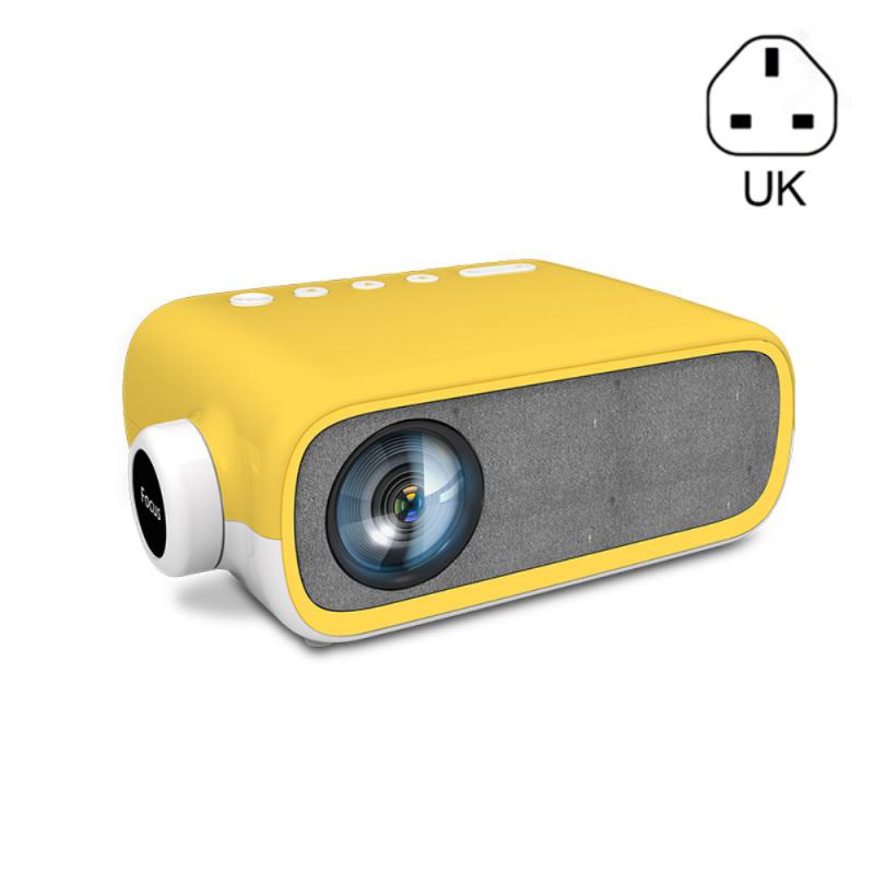 YG280 Full HD 1080P Mini LED Projector 480x272 Pixels Supports USB HDMI AV Audio Portable Projector Home Media Video Player: Yellow UK Plug