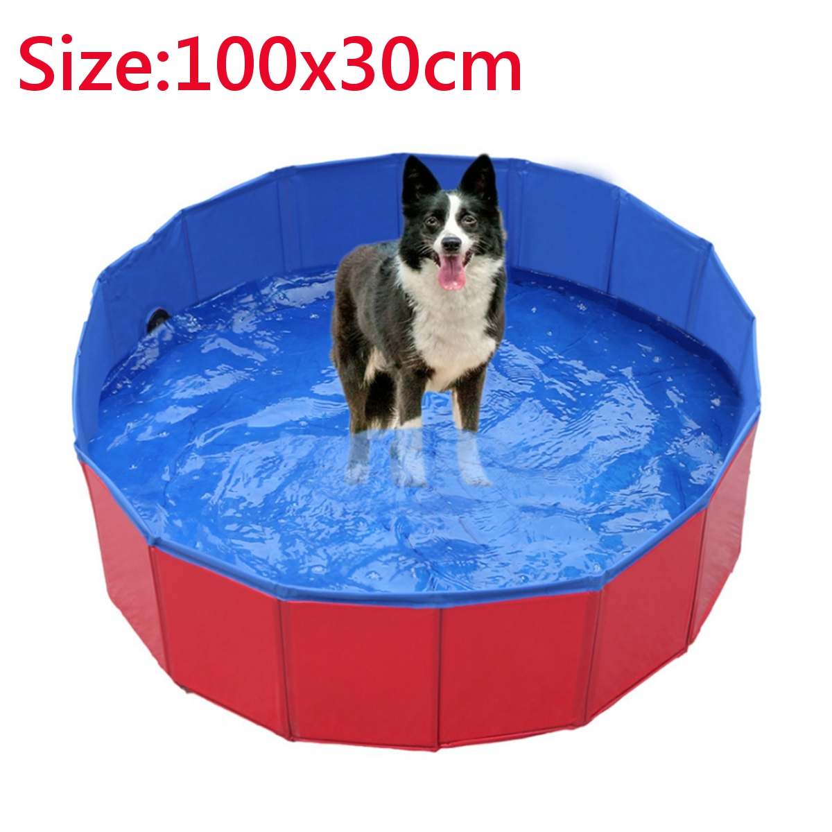 PVC Foldable Pet Dog Cat Swimming Pool PVC Washing Pond Dog Tub Bed Large Small Dog Swimming House Bed Summer Pool: 100x30cm Red