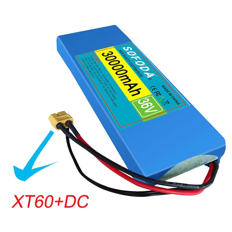 100% 36V Battery Genuine 36V 30000mAh 10S1P 18650 Lithium-ion Rechargeable Battery Pack 20A with BMS Scooter and Bicycle
