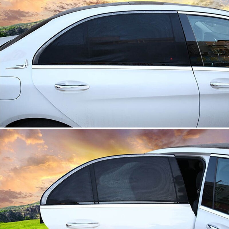 2Pcs Car Voor & Achter Side Window Zonneklep Shade Mesh Cover Zonnescherm Isolatie Anti-Muggen Stof Shield uv Protector