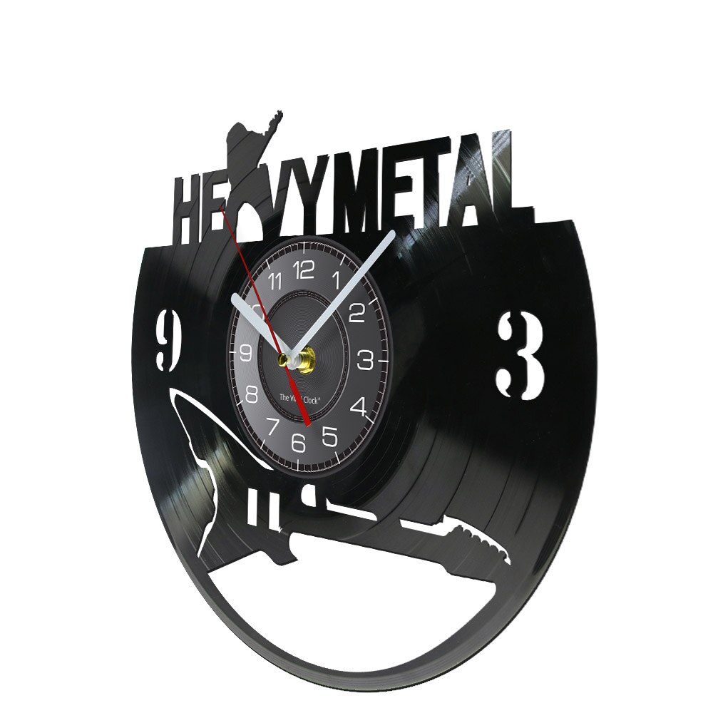 Heavy Metal-Reloj de pared Rock N Roll, moderno, con disco de vinilo, Banda Musical 3D, hecho a mano, para amantes de la música