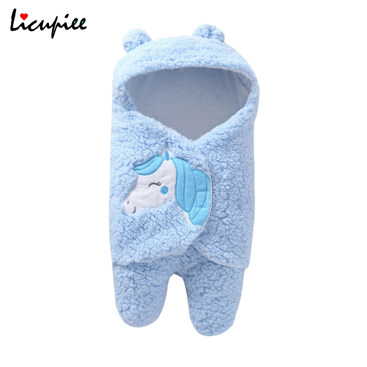 Baby Meisjes Jongens Deken 3 Kleuren Leuke Cartoon Warm Wrap Deken Jumpsuit Een Stuk: Blauw