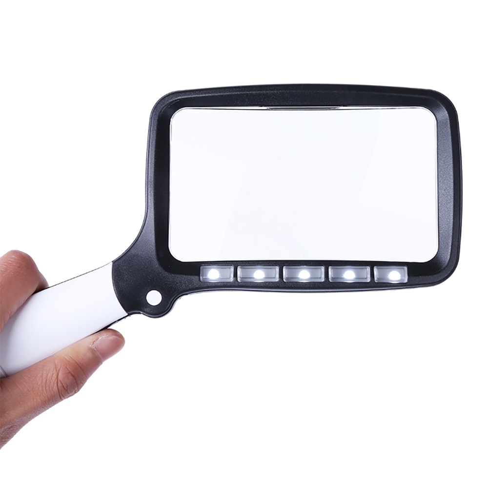 5 led forstørrelsesglas lys 2 modes dæmpbar foldbar læselup 2x forstørrelse håndlup senior børnebøger