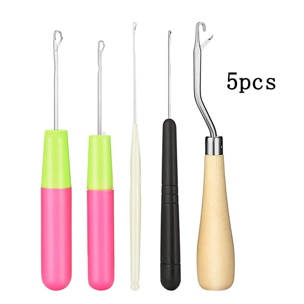 Herramienta de gancho de pestillo, ganchos de agujas de ganchillo, Kit de agujas de gancho de pestillo de plástico, gancho de pestillo doblado para fabricación de alfombras y cabello trenzado de ganchillo, 7/5 Uds.: Gris claro